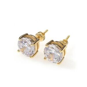 6 MM Round Zircon Diamond 925 Silver Ear Stud